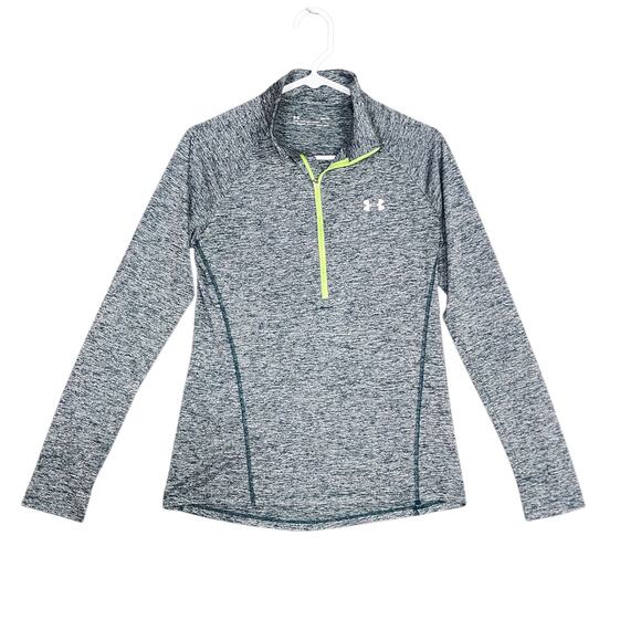 Under Armour 1/4 Zip Top Long Sleeve Heat Gear Heather Gray Loose Fit Medium - Picture 1 of 10